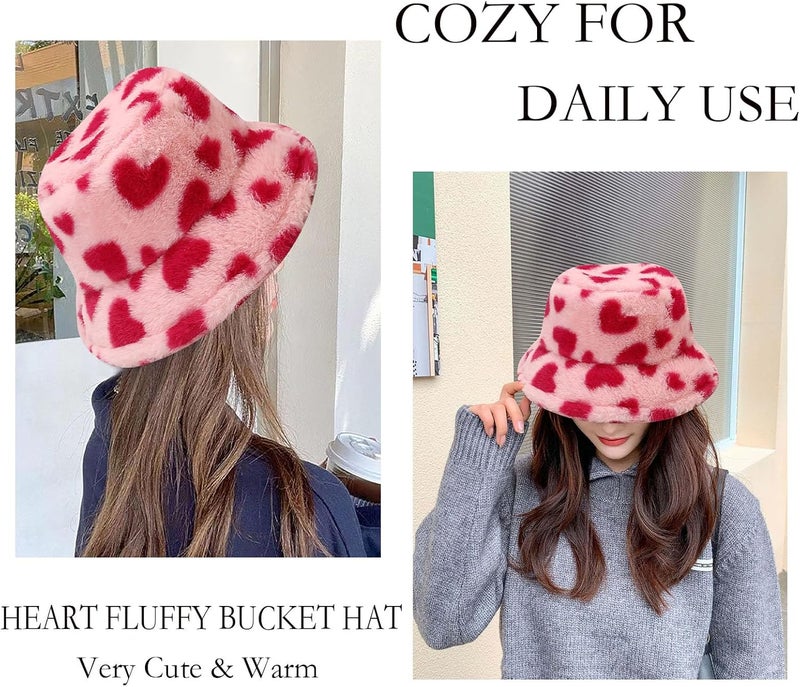 BEARUN Winter Faux Fur Furry Bucket Hat Fluffy Fuzzy Warm Hat Plush Fisherman Hat for Women Men Teens Girls - Image 2